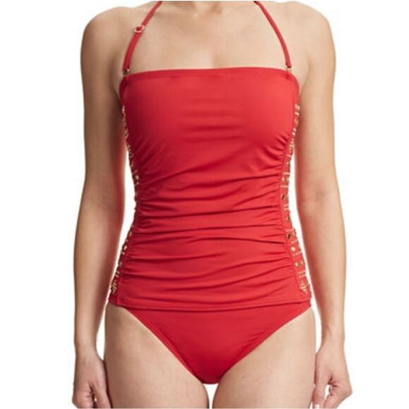 Michael Michael Kors Boho Studded Bandini Swim Top and bottom -CHILLI-Small - Picture 1 of 7